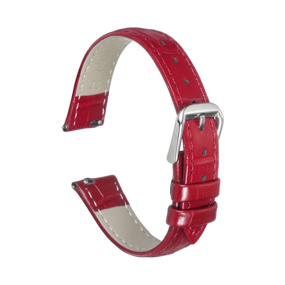 Uxcell Quick Release Leather Watch Band 16mm Embossed Pattern Leather Watch Strap Replacement for Men Women, Red
