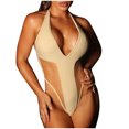 thumbnail image 2 of Spring Saving GaThRRgYP Women One Piece Swimsuits,Women's Bikini Solid Color Mesh Spliced Bikini Split Swimsuit, 2 of 7