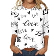 thumbnail image 2 of Offres Flash! Aqestyerly T-Shirt Imprimé Mode Saint-Valentin pour Femmes Manches 3/4 Blouse Col Rond Hauts Décontractés, 2 of 5