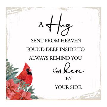 Lifesong Milestones Modern Memorial 6x6 Wooden Plaque Sign A Hug Sent From Heaven Tabletop Family Home Decoration | White