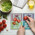 thumbnail image 4 of Floral Cutting Board, Delicate Abstract Style Colored Flowers in Square Frames Creative Image, Decorative Tempered Glass Cutting and Serving Board, in 3 Sizes, by Ambesonne, 4 of 5