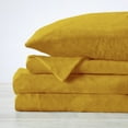 thumbnail image 4 of Great Bay Home Solid Velvet Plush Warm and Cozy Fleece Sheet Set (Full, Marigold), 4 of 5