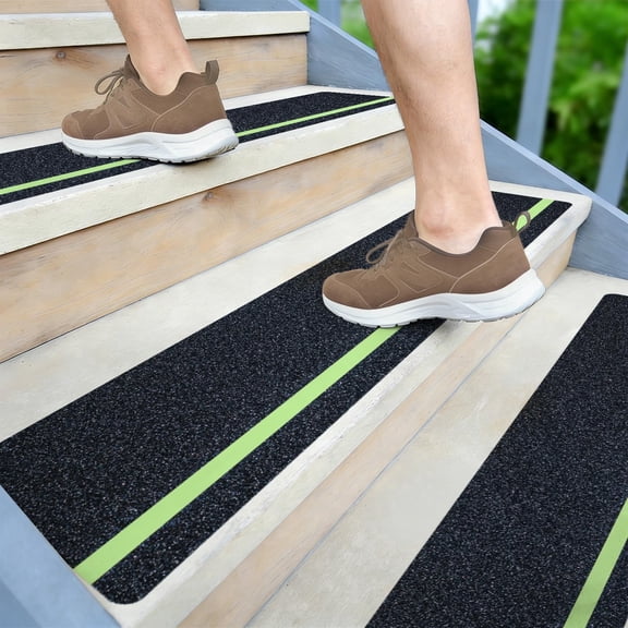 Non Slip Outdoor Stair Treads 80 Gritz, Adhesive Grip Tape, Glow in Dark, Peel and Stick Stair Treads, 6" x 32", 15 Pack