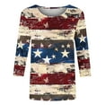 thumbnail image 5 of GERsome American Flag T-Shirt for Women 3/4 Sleeve Crewneck 4th of July Patriotic Shirts Loose Fit USA Star Stripes Graphic Tee S-5XL, 5 of 5
