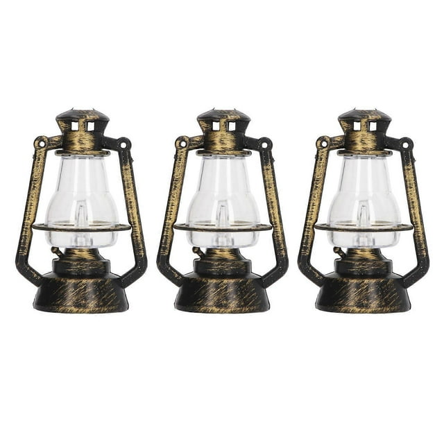 3Pcs Dollhouse Kerosene Lamp Retro DIY Illuminated Dollhouse Miniature Kerosene Lamp for 1/12 1/6 Dollhouses Decorations