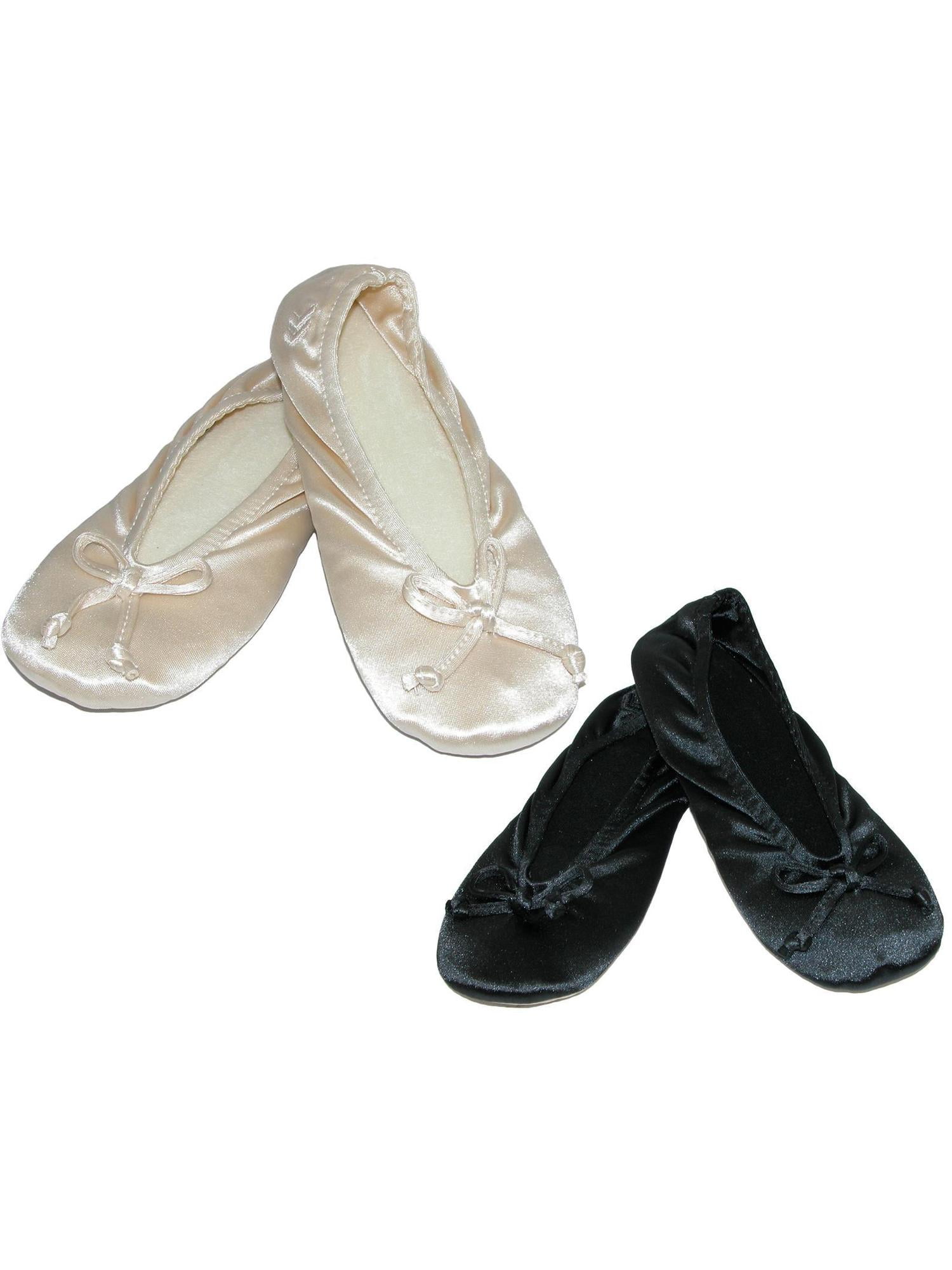 satin ballet slippers with rubber sole