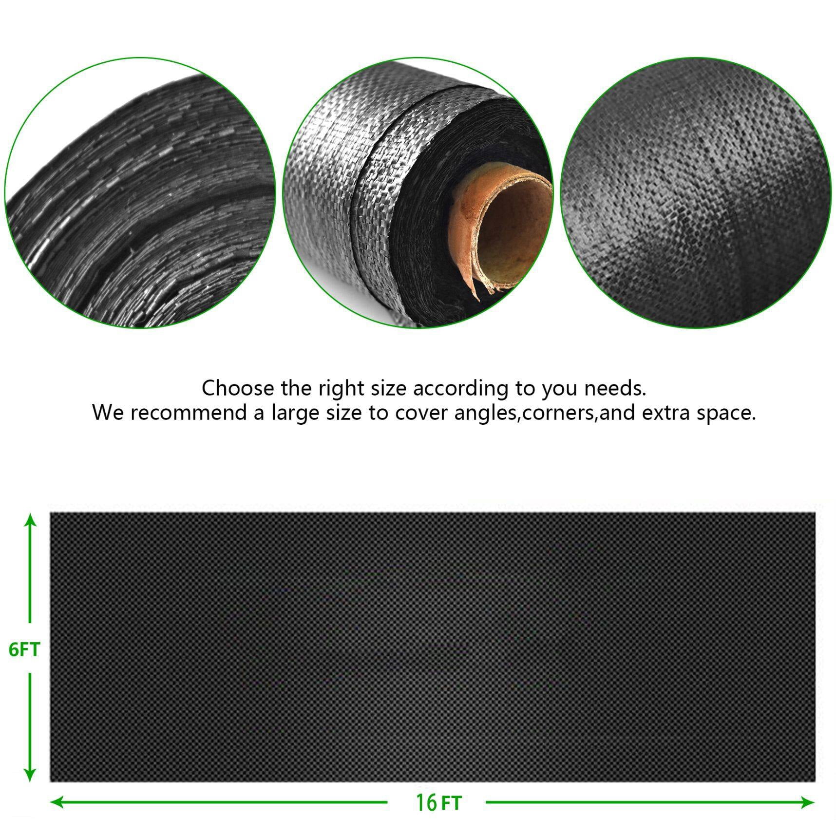 Weed Cover Landscape Fabric Woven Ground Barrier 6FT x 16FT Heavy-duty Weed Block Gardening Weed Matting Easy Setup & Superior Weed Control for Flower Bed, Yard, Garden