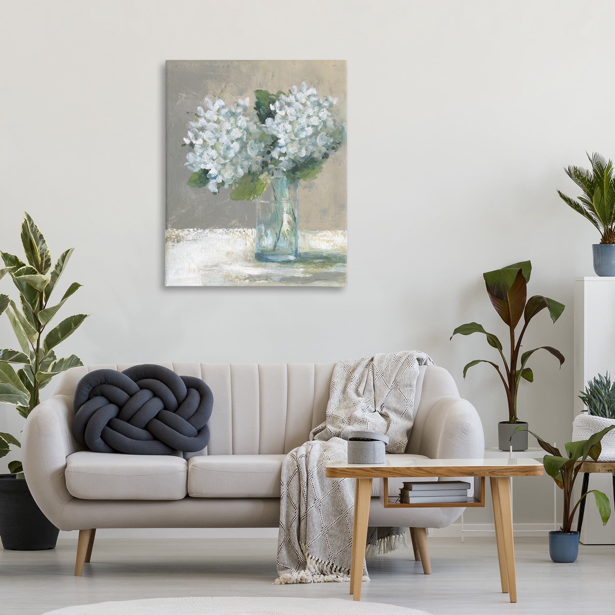 Stupell Industries White Hydrangeas Glass Vase Canvas Wall Art, design by Carol Robinson