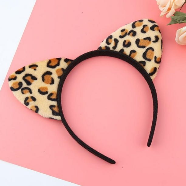Diadema De Orejas De Gato Con Estampado De Leopardo | Suave Y Cómoda | Accesorio De Fiesta, Cosplay Y Carnaval