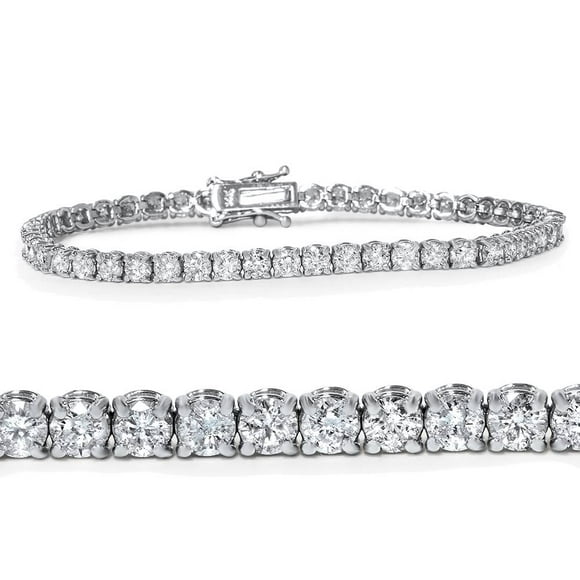 18K White Gold 4 Ct TW Round Cut Natural Real Diamond Women's Tennis Bracelet 7"