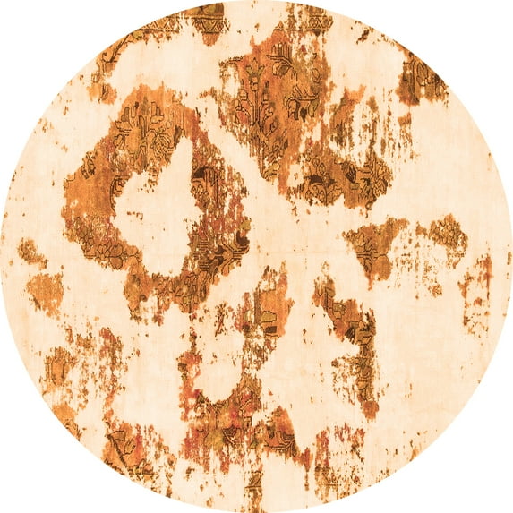Ahgly Company Indoor Round Abstract Orange Modern Area Rugs, 5' Round