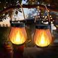 thumbnail image 2 of Gen2 Solar Lanterns Outdoor Waterproof, Solar Lantern with Dancing Flame, 2 Lighting Modes, Dual Charging USB & Solar, Solar Outdoor Lights with Rope Handle for Camp Garden Tree Tabletop Decor, 2 of 8