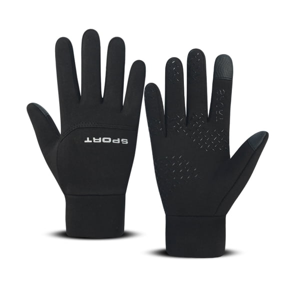 Waterproof Thermal Football Gloves Black Polyester Grip Gloves with Warm Lining for Outdoor Sports Cycling Running