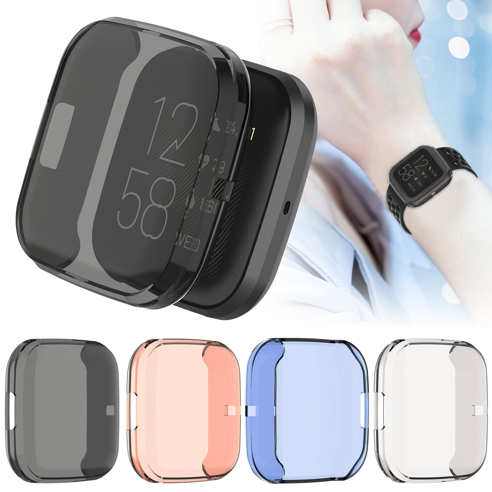 TSV Watch Protective Cover Screen Protector Case Compatible with Fitbit Versa 2, Colorful Shock