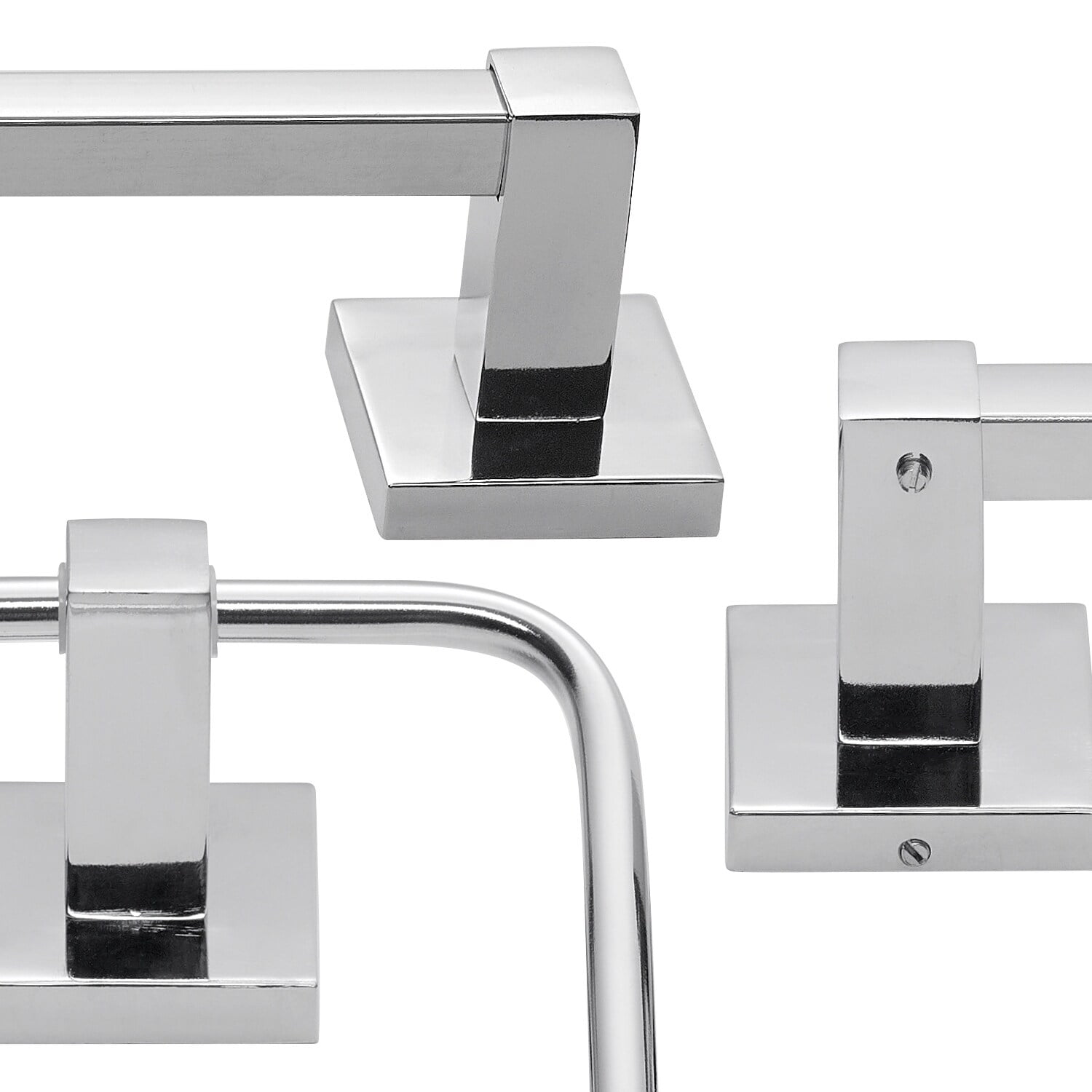 Globe Electric Finn 4-Piece Polished Chrome Bathroom Hardware Kit with Wall-Mount Towel Bar, Towel Ring, Robe Hook, and Toilet Paper Holder