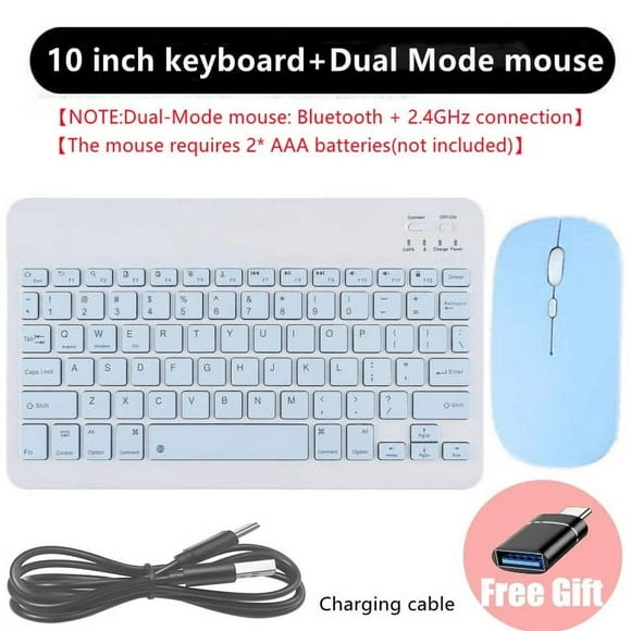 Rechargeable Bluetooth-compatible Keyboard Ultra-Slim Wireless Mouse Keyboard Set for Android Windows Tablet for IPHONE for ipad (blue)