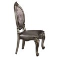 thumbnail image 2 of Antique Platinum Side Chairs (Set of 2) - Silver Floral Fabric &amp; Faux Leather, Traditional Dining Room Seating, Nailhead Trim, Poplar Wood Frame, Oval Back, 21.5"W x 46.5"H, 2 of 6