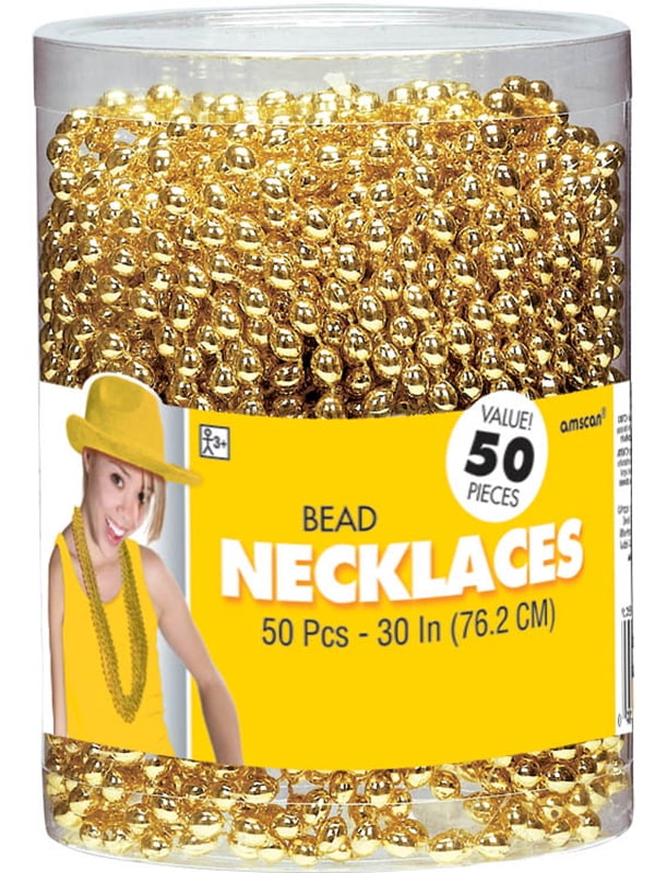 Amscan Metallic Oval Perle Party Halsketten, 50 Kt, 30 Zoll Gold - Bild 1 von 2