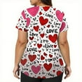 thumbnail image 5 of Dwralegc Valentines Day Tops for Women Plus Size Comfortable Top Stretch Short Sleeve Heart Pattern V Neck Nurse Workwear with 2 Pockets Red 5XL, 5 of 5