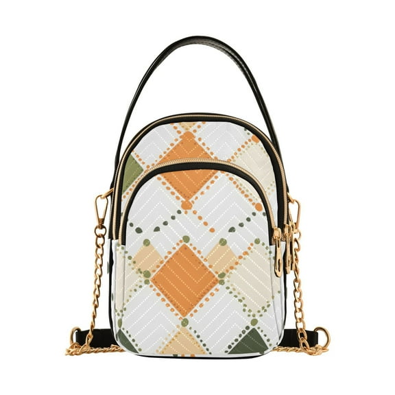 joogoo Women Checkered Grid Pattern Chain Crossbody Bags Shoulder Handbag Phone Purse