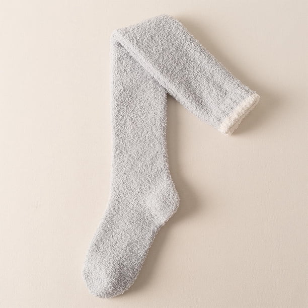 Calcetines de mujer con caña sólida, gruesos, para dormir en casa, cálidos, de dacrón