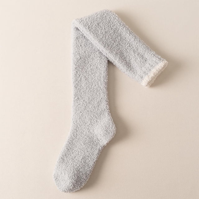 Calcetines de mujer con caña sólida, gruesos, para dormir en casa, cálidos, de dacrón