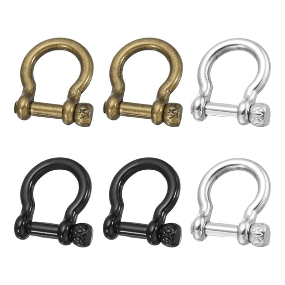 6Pcs Screw in Shackles, 8.5mm Zinc Alloy Anchor Shackle,Bronze,Black,Silver