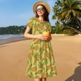 thumbnail image 4 of Fotbe Corn Vestido Largo de Moda para Mujer, Vestido Tipo Camiseta con Manga Corta y Estilo Casual a Rayas y Bloques de Color, 4 of 6