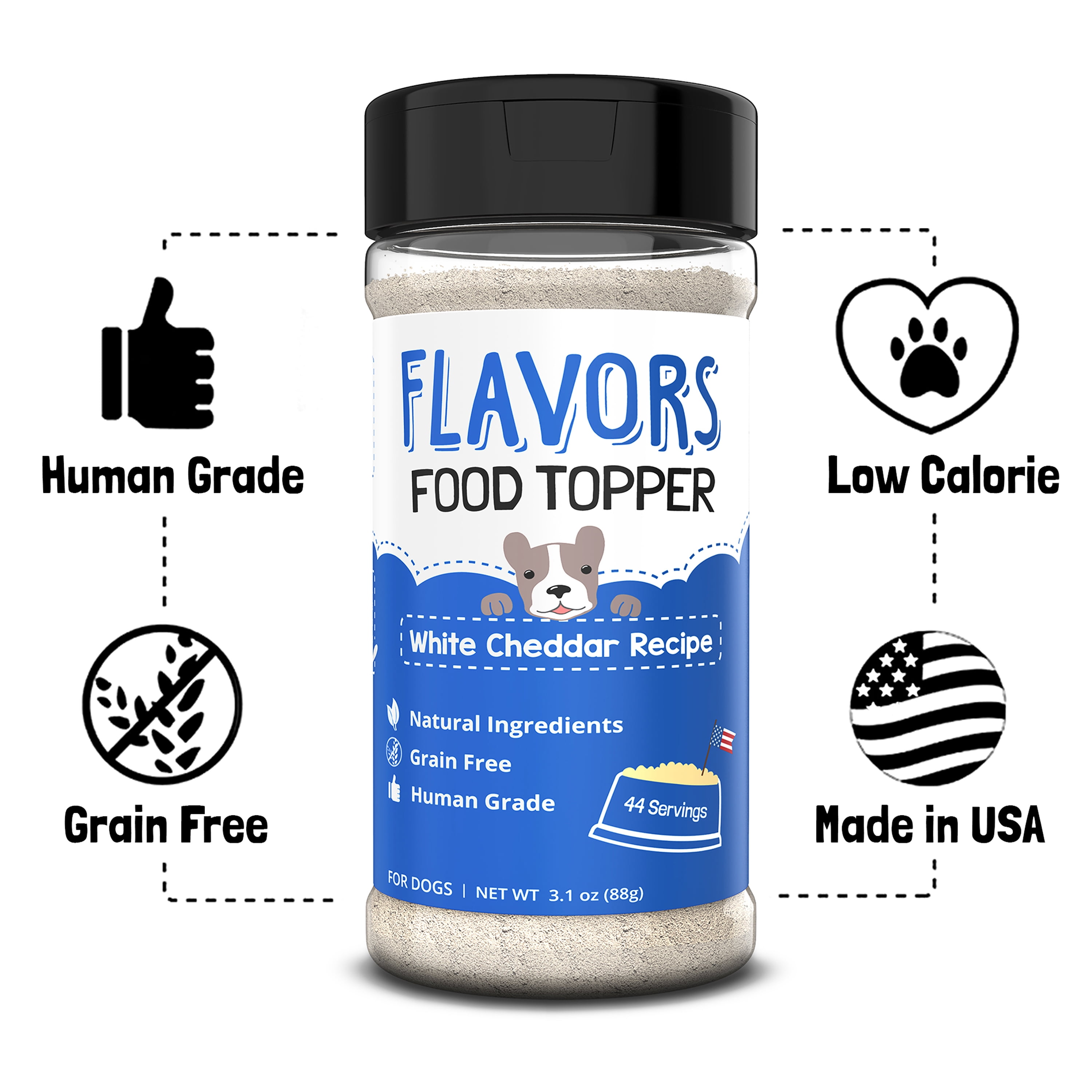 FLAVORS Food Topper for Dogs, White Cheddar Recipe, 6-Ounce, Pack of 2