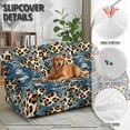 thumbnail image 6 of ZIATUBLES 3 Seater Recliner Sofa Covers Set of 8, Reclining Couch Slipcovers Stretch Recliner Covers with Storage Pocket, Soft Fitted Furniture Protector Slipcovers, Denim Leopard Print, 6 of 9