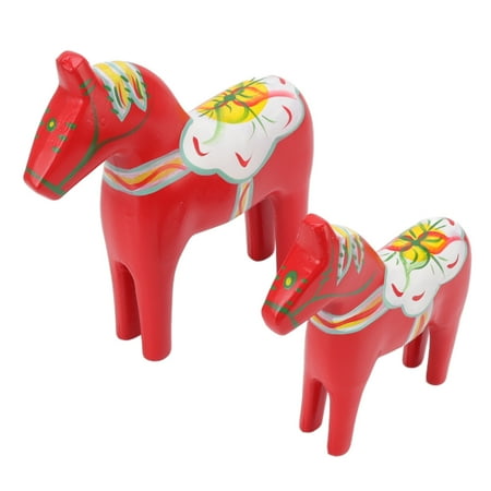 

Wooden Swedish Dala Horse Swedish Dala Horse Statue Ingenious Density Board 1Pair Hand Painted Coloring For Decoration