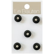 Le Bouton Black 7/16" Gem Shank Buttons, 5 Pieces