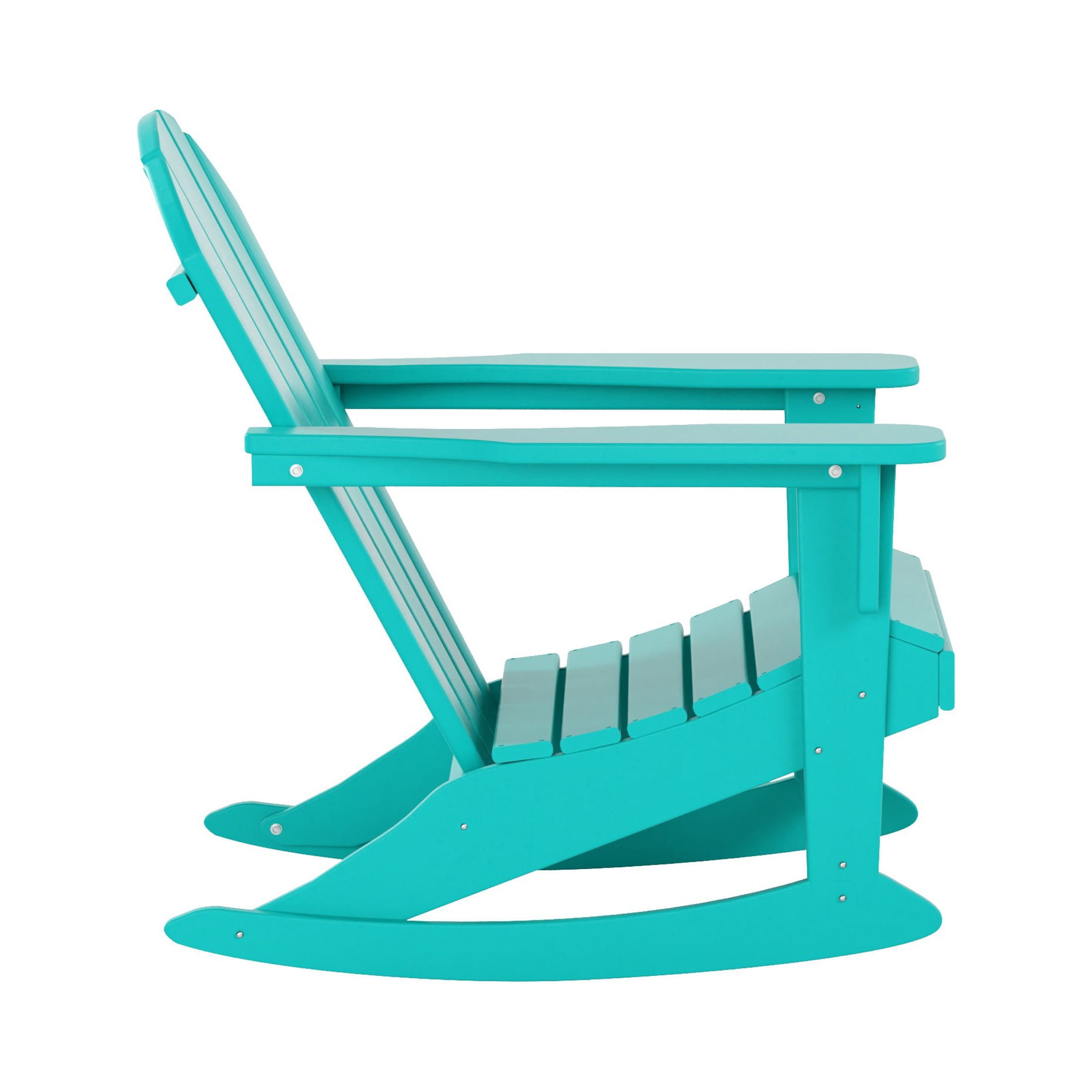 GARDEN 2-Piece Set Plastic Outdoor Rocking Chair with Square Side Table Included, Turquoise
