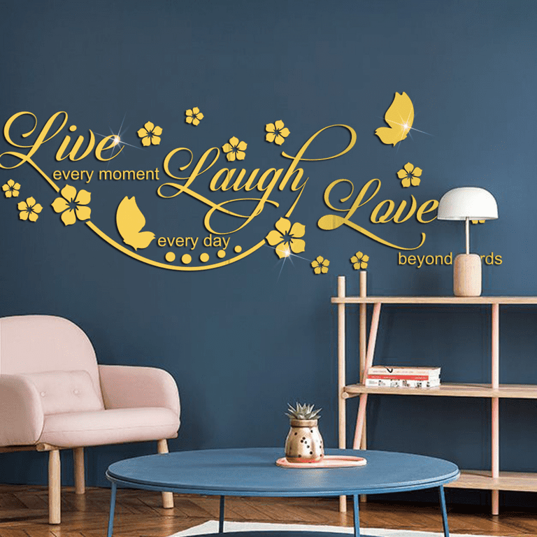 iOPQO Wall stickers 26 Letters DIY 3D Mirror Acrylic Wall Sticker Decals  Home Decor Wall Art Mural F Acrylic Mirror English Letter Gold F F 