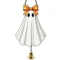 thumbnail image 2 of HHJZPR Ghost Acrylic Hanging Bell Ornament, 7.87×7.87in Stained Glass Style Reading Ghost Moon Pumpkin Window Hanging Decor with Metal Bell, Halloween Spooky Indoor Porch Wall Ornament, 2 of 6