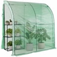 thumbnail image 2 of 3 Tier Lean-To Portable Greenhouse, Heavy Duty Outdoor Garden Greenhouse with Wire Shelves, 2 Roll-Up Zipper Doors, Easy Assembly, 79"x39"x83" PE Weatherproof Cover, 2 of 7