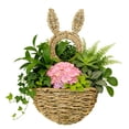 thumbnail image 1 of Cesta colgante de pared con diseño de conejito de Pascua - Decoración abierta sin forro para ramos, dulces y flores de Pascua - Para uso en interiores o exteriores cubiertos para una decoración, 1 of 9