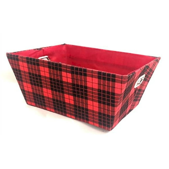Rectangular Tartan Pattern with Matching Fabric Liner Basket