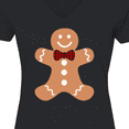 thumbnail image 4 of Inktastic Cute Gingerbread Man with Red Plaid Bowtie Women's V-Neck T-Shirt, 4 of 5