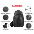 thumbnail image 4 of Genuine Leather Sling Bag Multi-pocket Chest Shoulder Crossbody Bag for Men Hiking Travel Daypack, 4 of 5