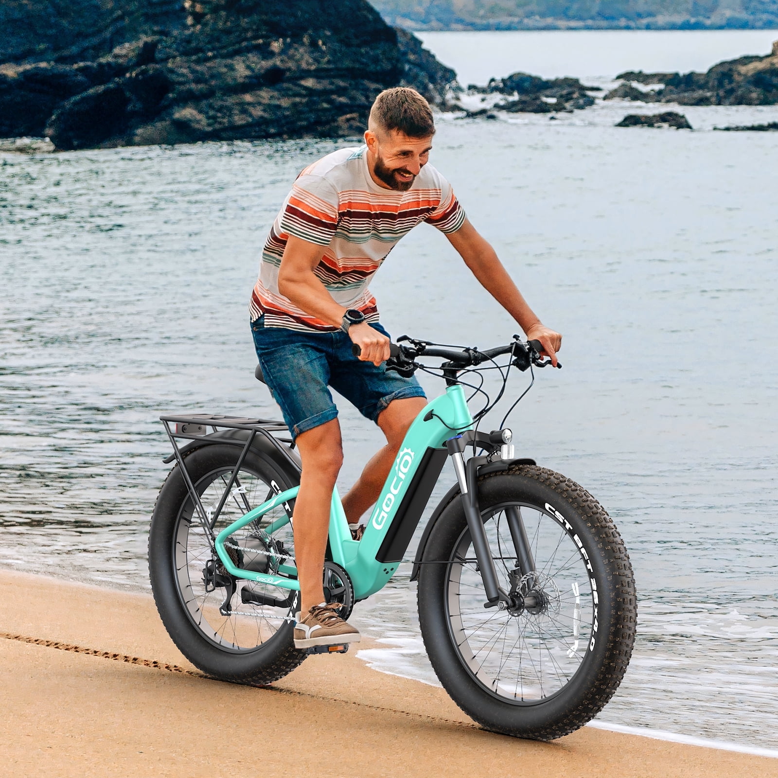 Gocio 26" Fat Tire Electric Mountain Bike for Adults, 1350W Peak Motor, 48V 15Ah (720Wh) Removable Battery, 22 Mph, 7-Speed Off-Road Ebike, UL2849 Certified