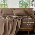 thumbnail image 4 of MooMee 100% Washed Cotton Queen Fitted Sheet Only Linen Like Textured Extra-Deep Pocket Breathable Soft 1-Piece(Brown, 60" x 80"), 4 of 6