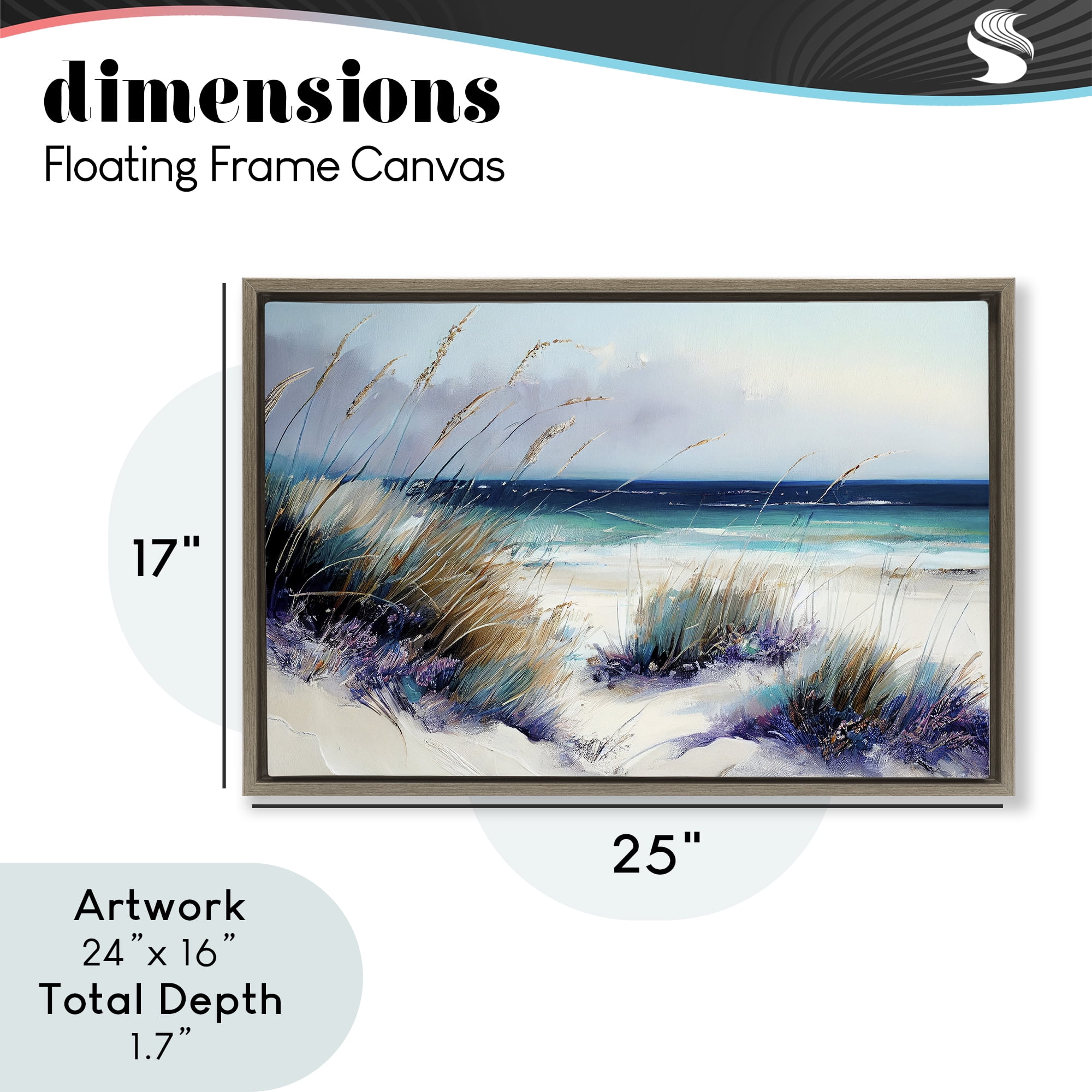 Euphoria Beach Dunes Brown Framed Floater Canvas Wall Art, design by Sasha
