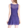 thumbnail image 5 of MODA NOVA Junior's Floral Lace Sleeveless Semi Sheer Flare Mini Dress Royal XXL, 5 of 7