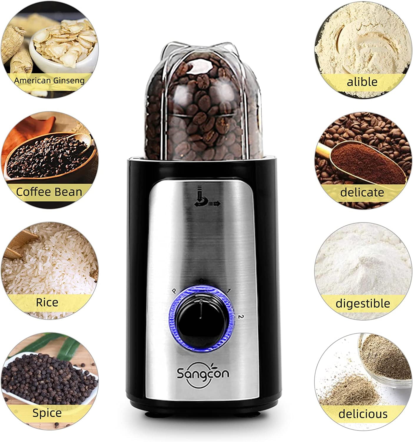 2-in-1 Electric Salt and Pepper Grinder Set with LED Light & Dual Ceramic Grinders for Kitchen Spice Seasoning
