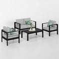 thumbnail image 4 of Mayincolor Outdoor Aluminum Furniture Set - 4 Pieces Patio Sectional Chat Sofa Conversation Set with Table,Black Frame and Grey Cushion, 4 of 7