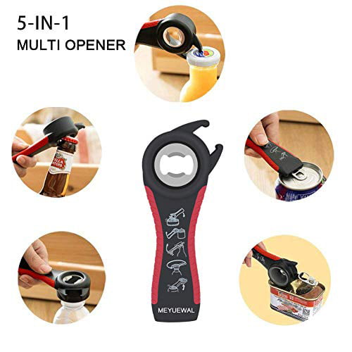 ASTOFLI Jar Opener Multi Function Can Opener Bottle Opener Kit with Silicone Handle Easy to Use for Children 4&5 in 1 Can Opener Set 