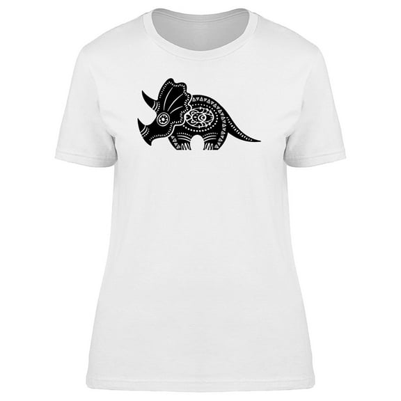 Triceratops Black Ancient Totem Tee Women's -Image by Shutterstock