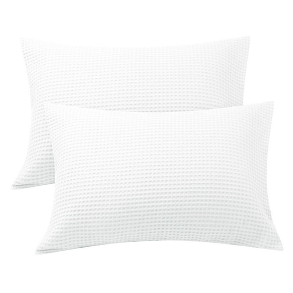 Fundas de almohada Zaizaihome, tejido gofrado, tamaño queen, paquete de 2, color blanco