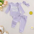 thumbnail image 2 of NOLDARES Infant Newborn Baby Girl Fall Winter Clothes Outfits Ruffled Long Sleeve Romper Pants Set Headband Toddler Clothing 3Pcs(Purple,12-18 M), 2 of 7